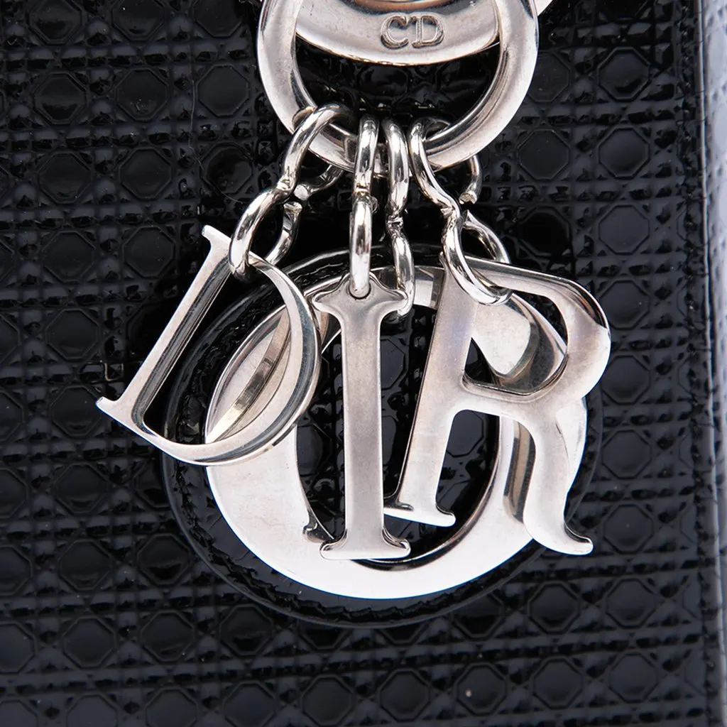 Dior Mini Metallic Patent Microcannage Lady Dior Black Leather Very good - Back View
