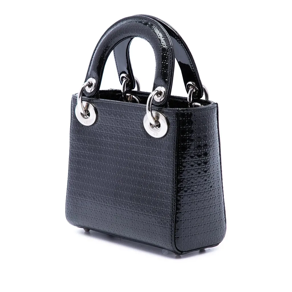 Dior Mini Metallic Patent Microcannage Lady Dior Black Leather Very good - Inside View