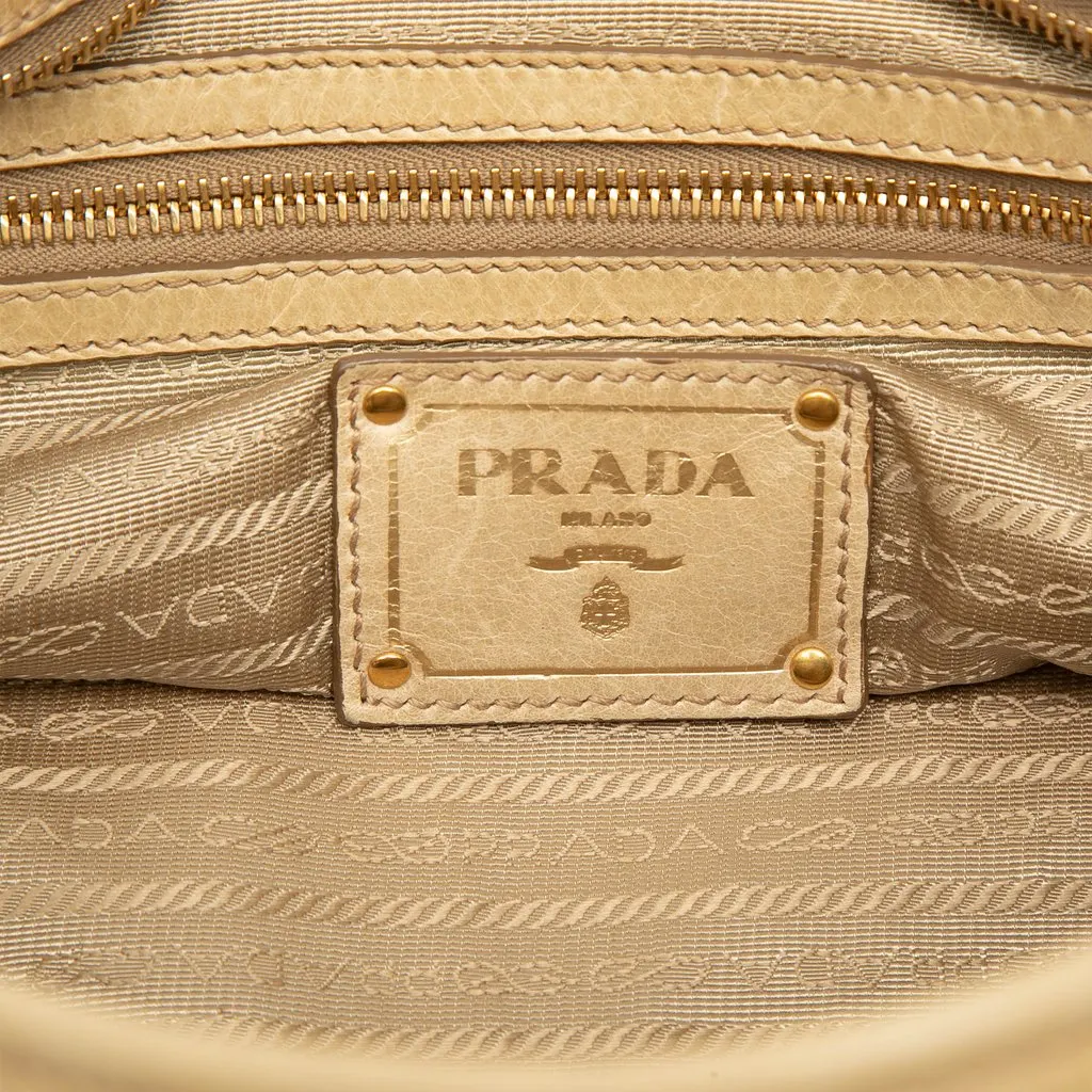 Prada Vitello Shine Satchel Beige Leather Very good - Box View