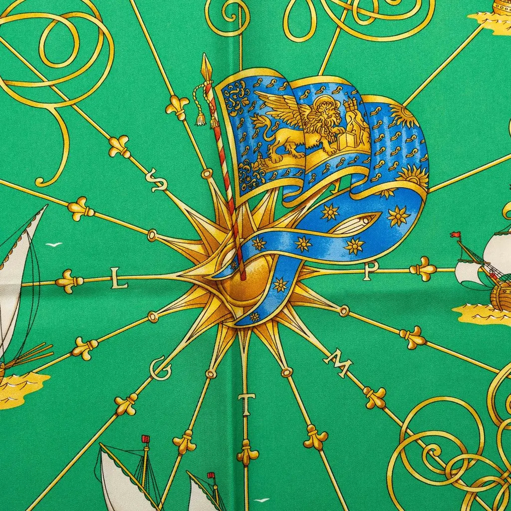 Hermès Voiles de Lumiere Silk Scarf 90 Green Silk Never worn - Back View