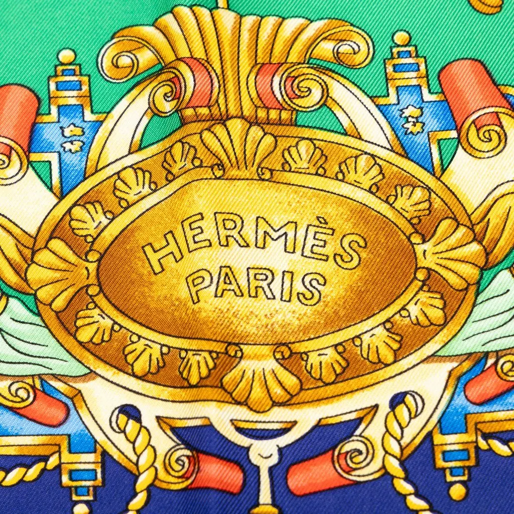 Hermès Voiles de Lumiere Silk Scarf 90 Green Silk Never worn - Inside View