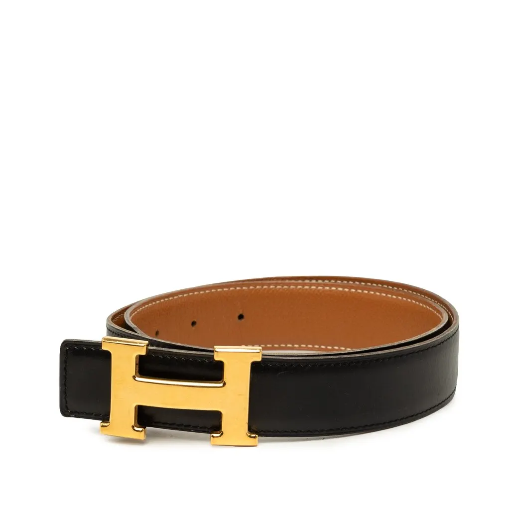 Hermès Box Calf and Courchevel Constance H Reversible Belt
