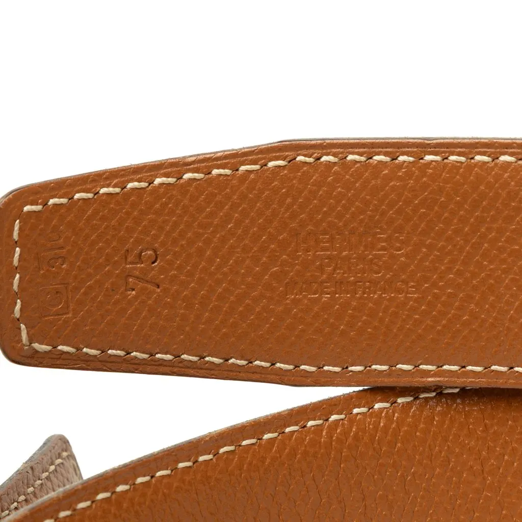 Hermès Box Calf and Courchevel Constance H Reversible Belt Black Leather Very good - Model View