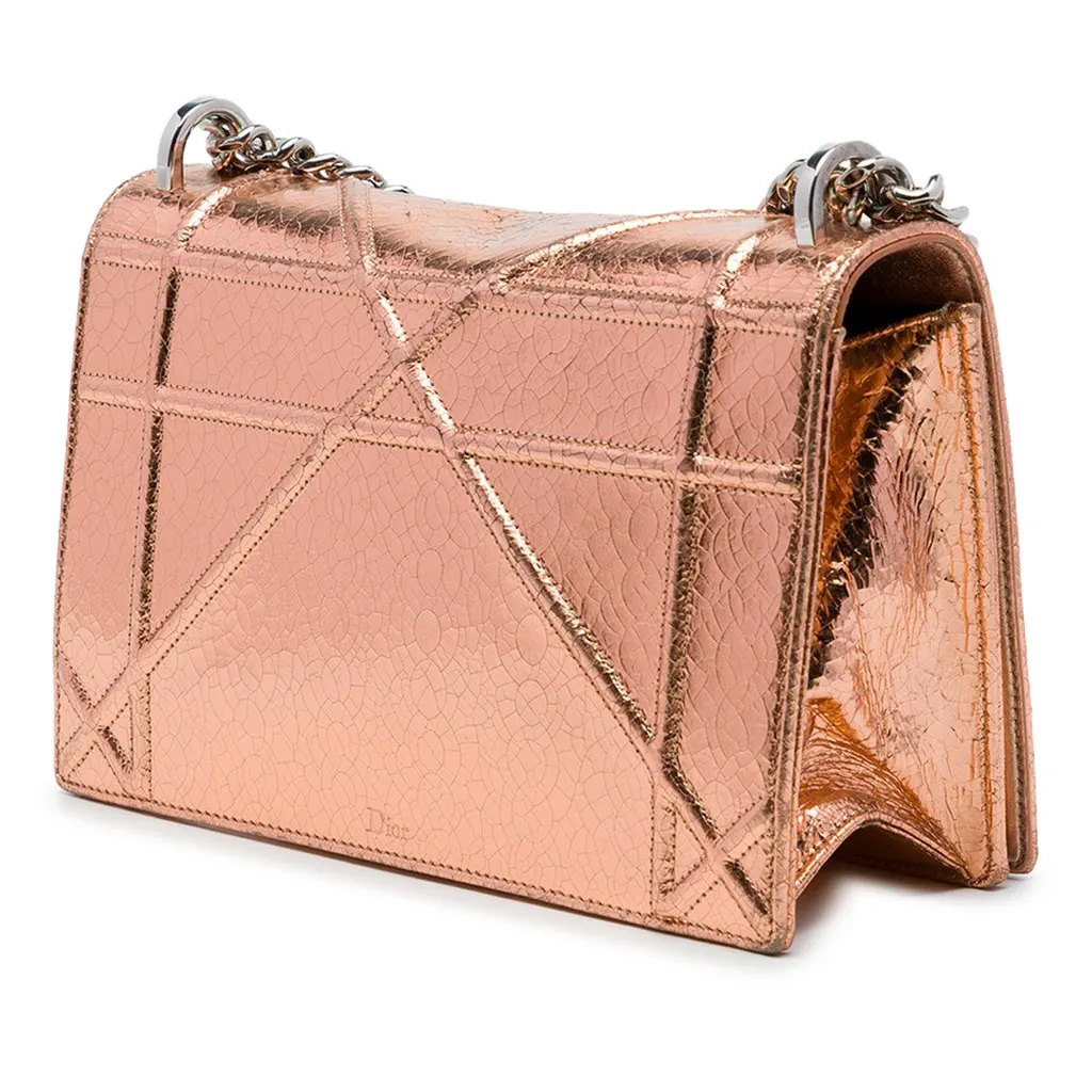 Dior Metallic Ceramic Effect Deerskin Diorama Wallet on Chain Gold Leather Very good - Back View