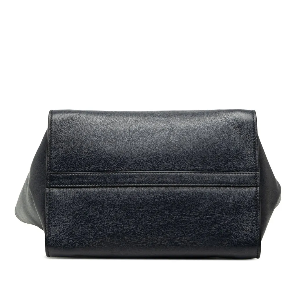 Prada Glace Calf Twin Pocket Double Handle Satchel Blue Leather Very good - Inside View