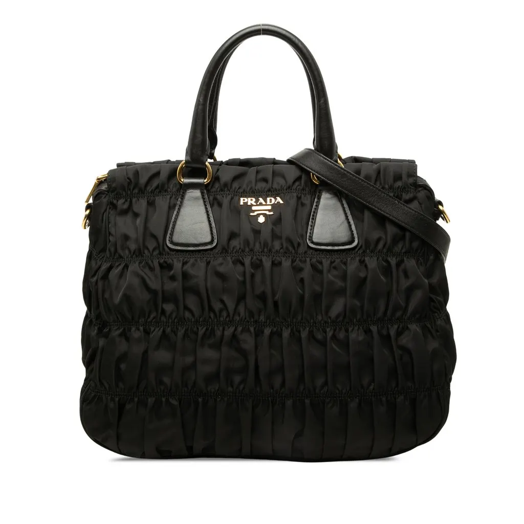 Prada Tessuto Gaufre Satchel Black Polyamide Good - Front View