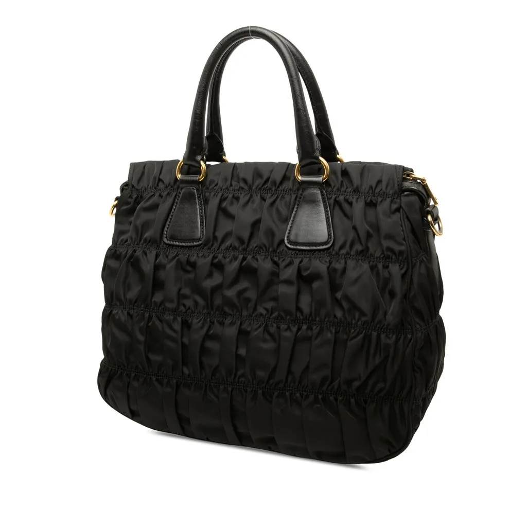 Prada Tessuto Gaufre Satchel Black Polyamide Good - Back View