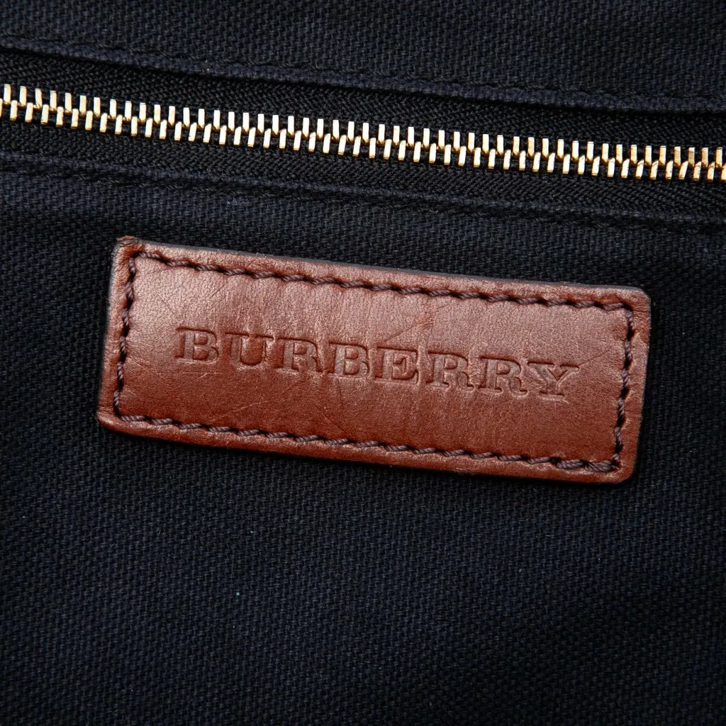 Burberry Small Leather Trimmed House Check Canvas Bridle Orchard Satchel Brown Canvas Good - Box View