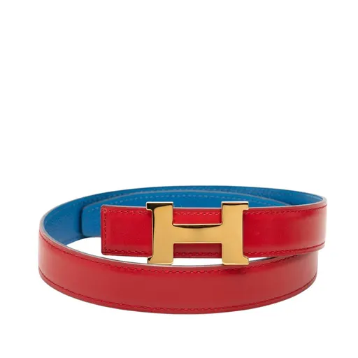 Hermès Box Calf and Courchevel Constance H Reversible Belt