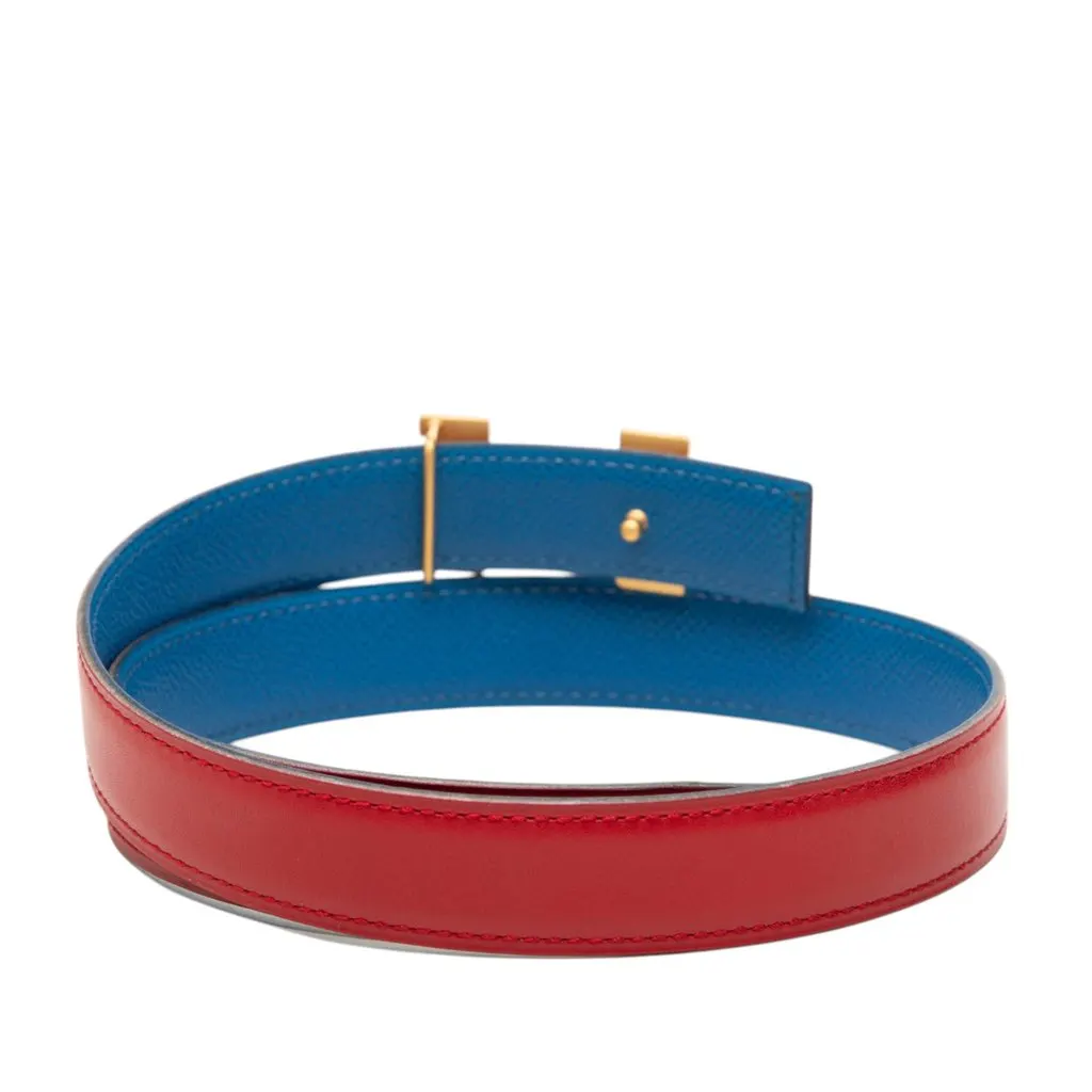 Hermès Box Calf and Courchevel Constance H Reversible Belt Red Leather Very good - Inside View