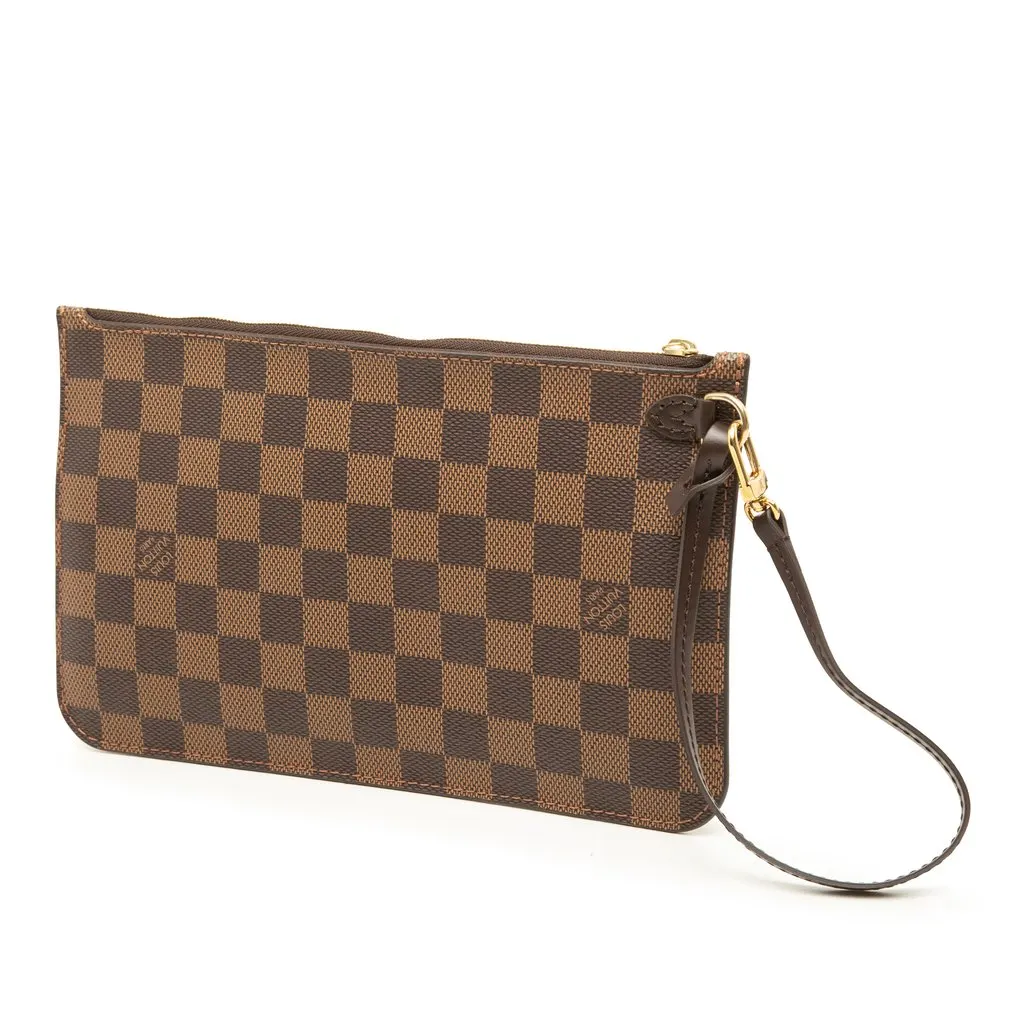 Louis Vuitton Damier Ebene Neverfull Pochette Brown Canvas Good - Back View