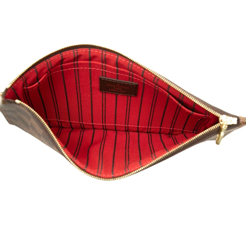 Louis Vuitton Damier Ebene Neverfull Pochette Brown Canvas Good - Model View
