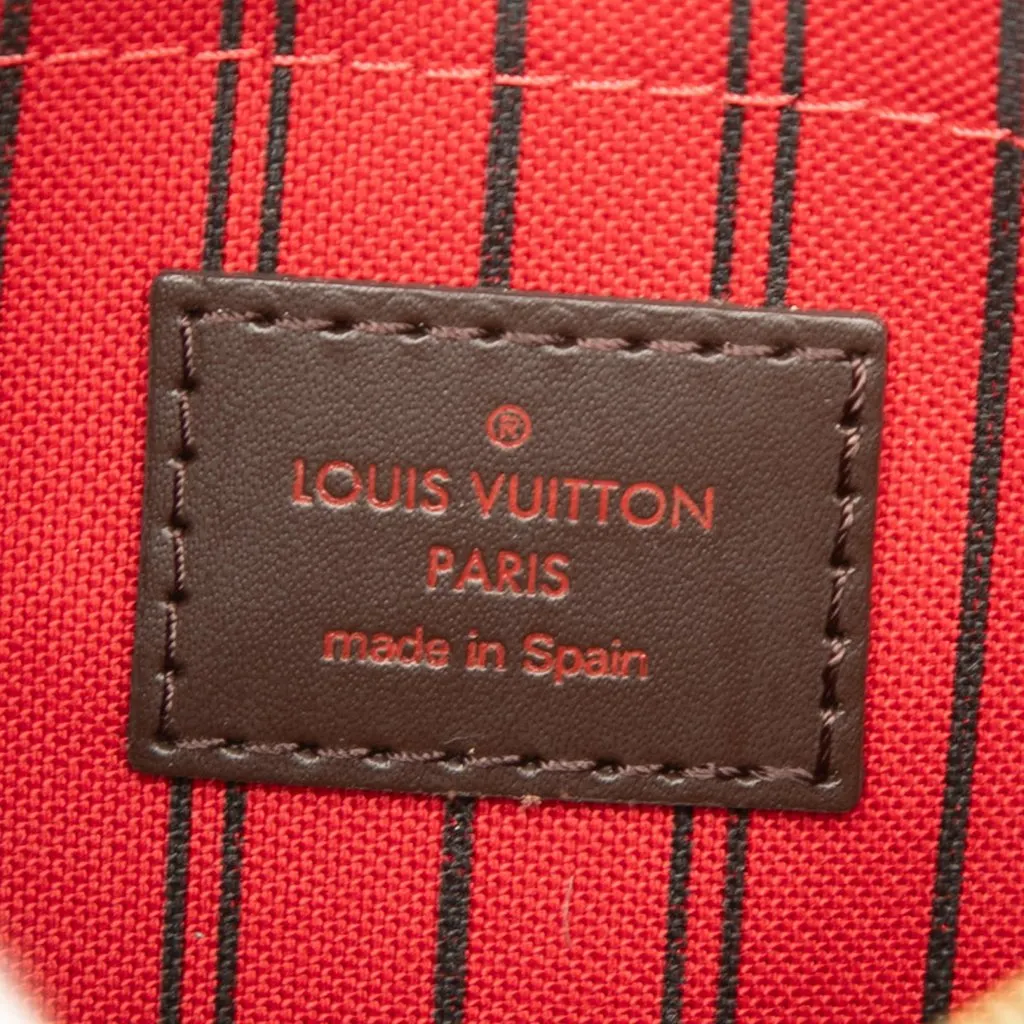 Louis Vuitton Damier Ebene Neverfull Pochette Brown Canvas Good - Box View