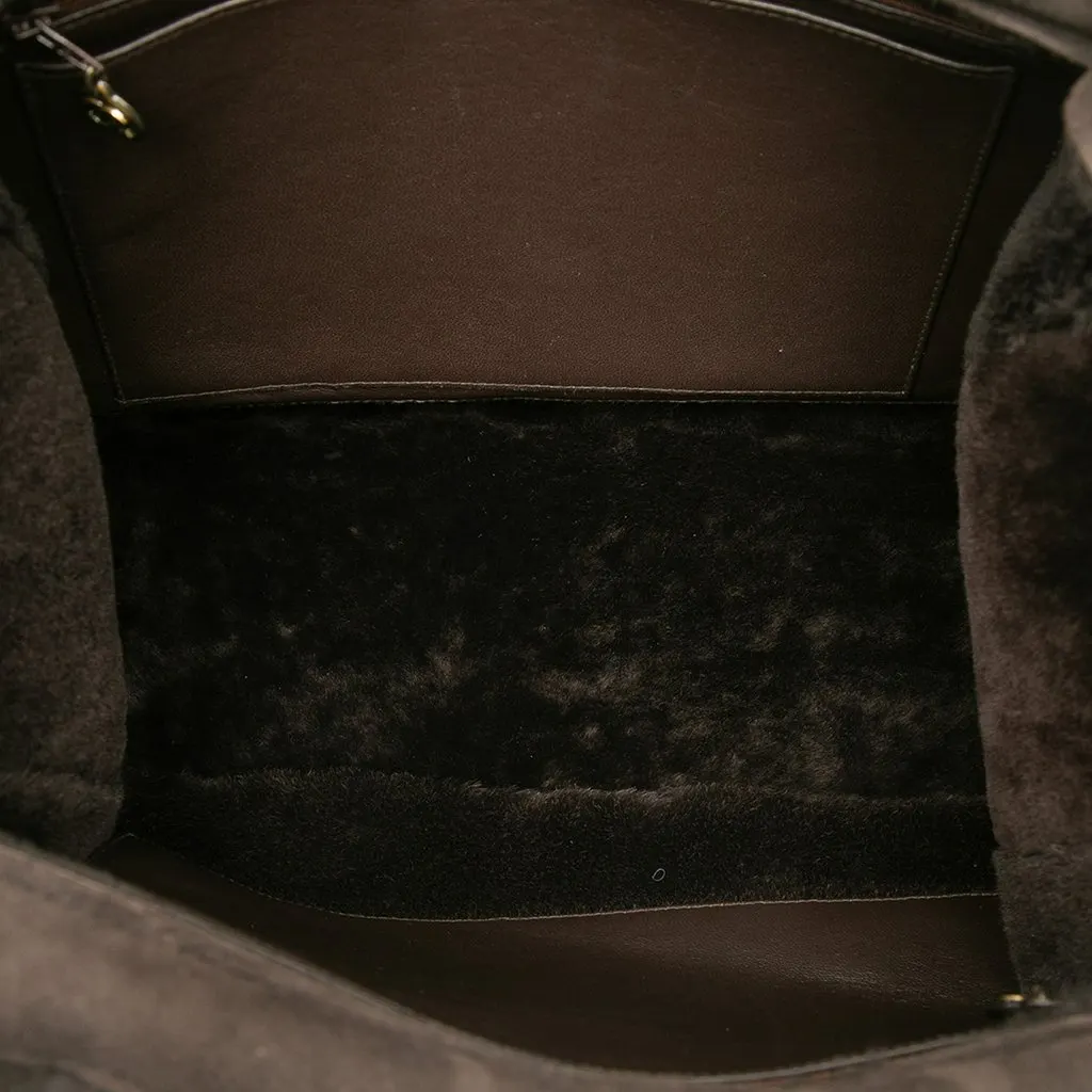 Chanel Suede and Shearling Tote Brown Leather Very good - Model View