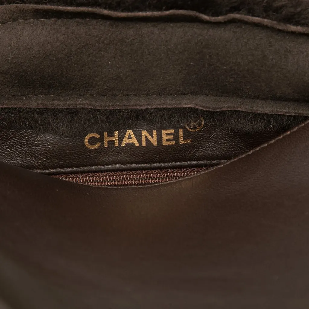 Chanel Suede and Shearling Tote Brown Leather Very good - Box View