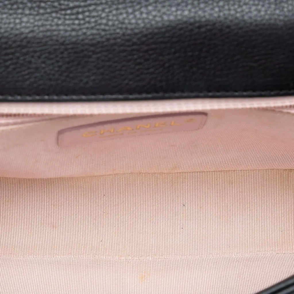 Chanel Small CC Quilted Caviar Studded Single Flap Black Leather Very good - Model View