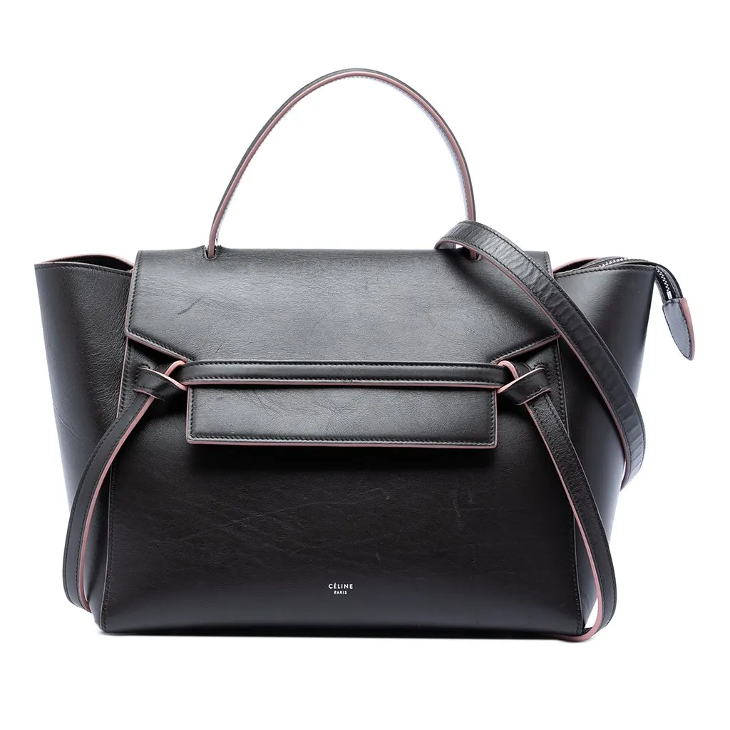 Celine Mini Smooth Calfskin Belt Bag Black Leather Very good - Front View