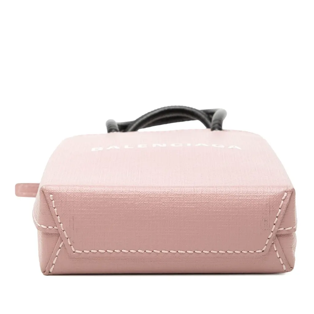 Balenciaga Mini Calfskin Logo Shopping Phone Holder Pink Leather Very good - Inside View