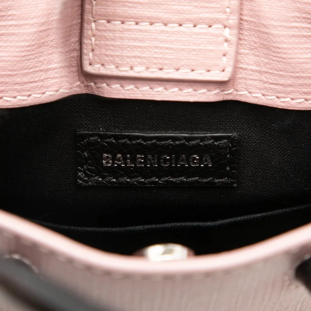 Balenciaga Mini Calfskin Logo Shopping Phone Holder Pink Leather Very good - Box View