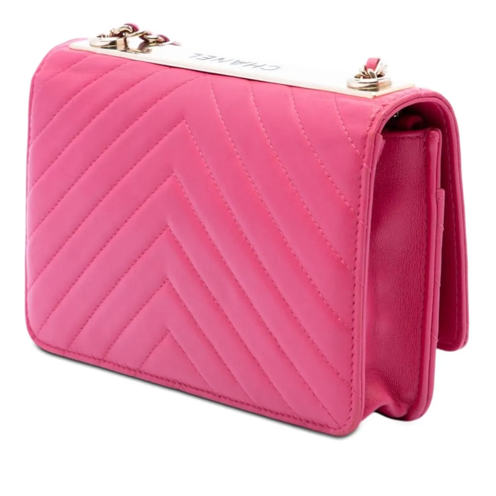 Chanel Chevron Lambskin Trendy CC Wallet on Chain Pink Leather Very good - Back View