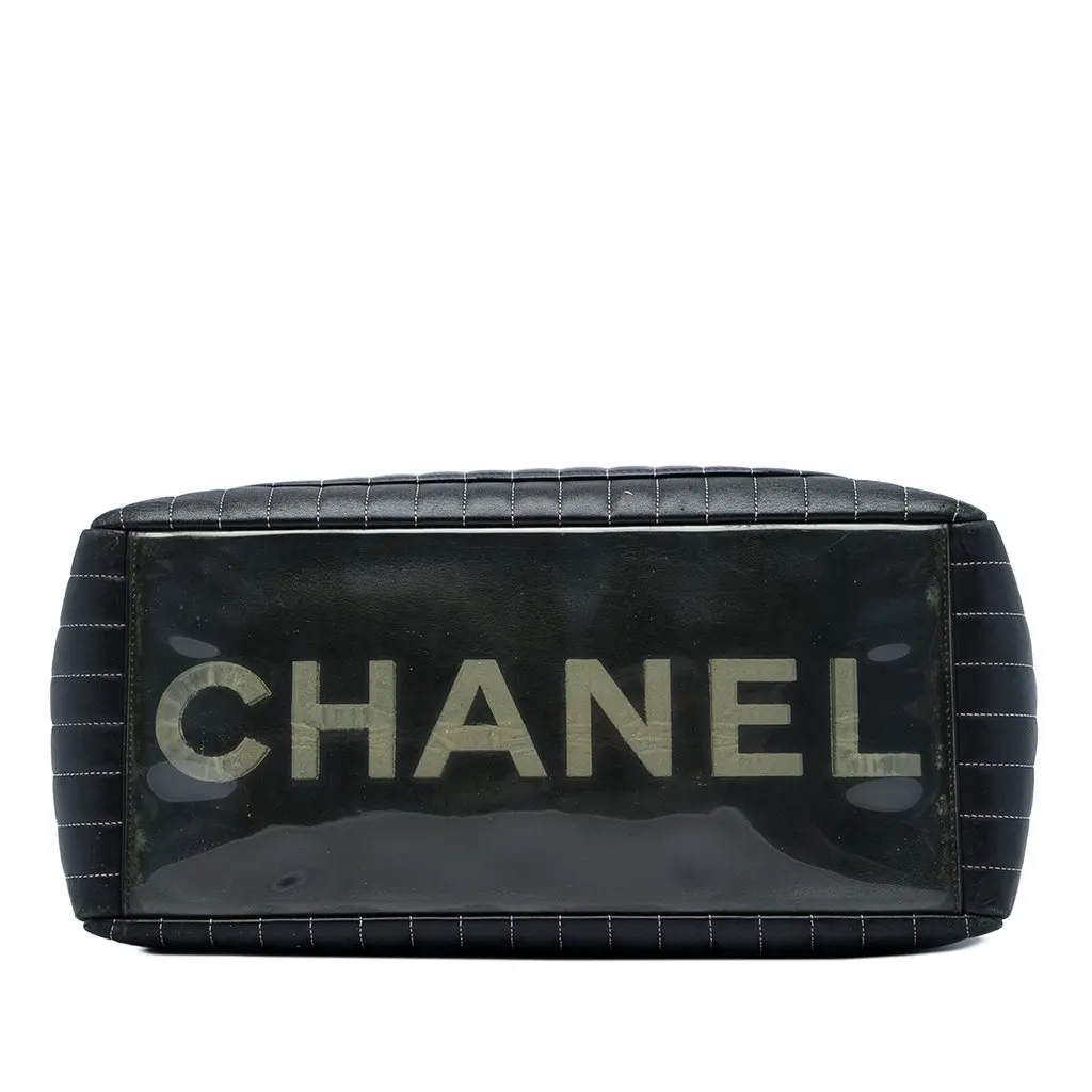 Chanel Large Lambskin Vertical Quilted Mademoiselle Tote Black Leather Very good - Inside View