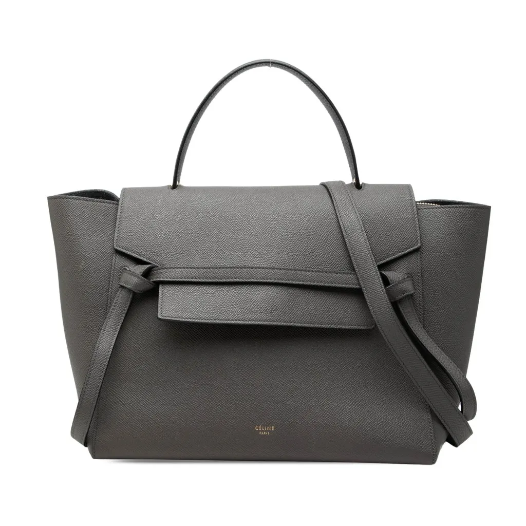 Celine Mini Leather Belt Bag Satchel Grey Leather Very good - Front View