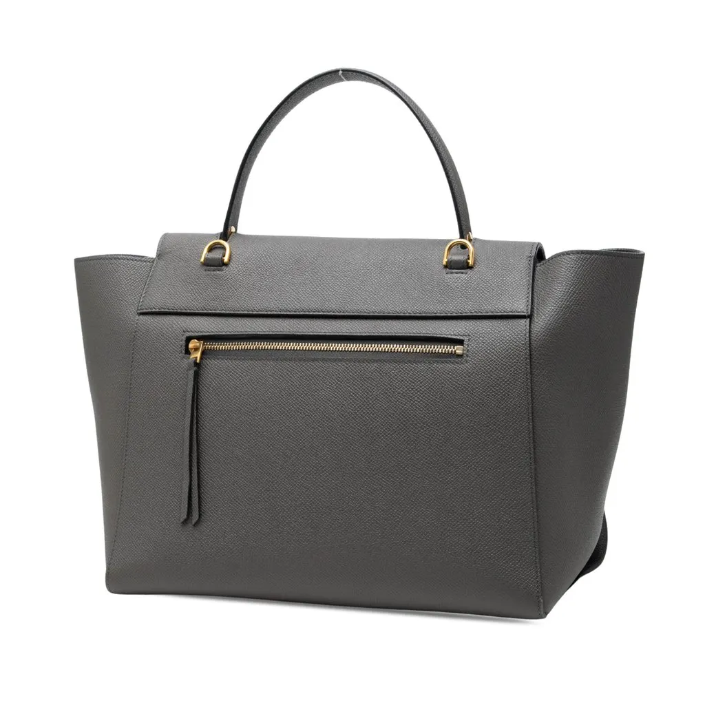 Celine Mini Leather Belt Bag Satchel Grey Leather Very good - Back View