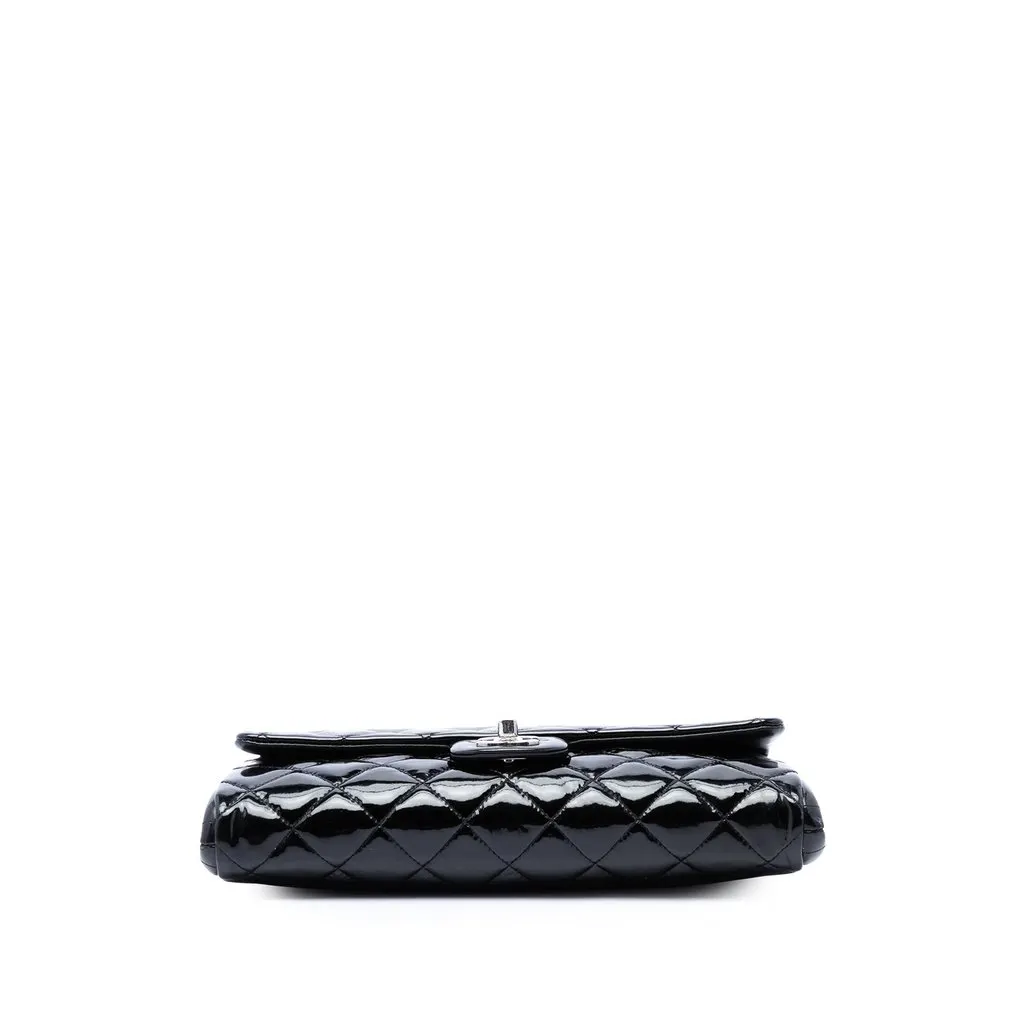 Chanel CC Quilted Patent Flap Clutch with Chain Black Leather Very good - Inside View