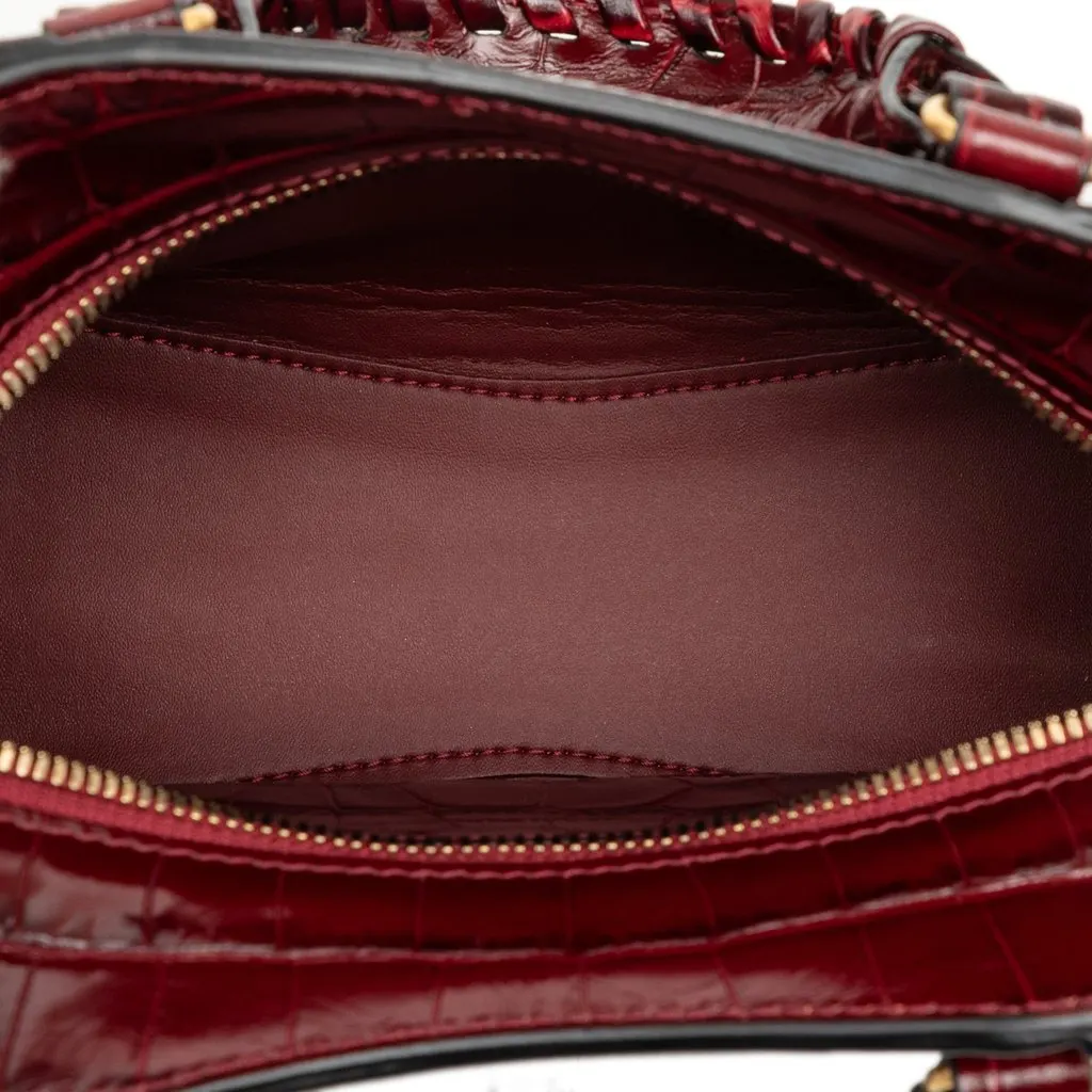 Balenciaga Mini Croc Embossed Calfskin Motocross Neo Classic City Satchel Red Leather Very good - Model View