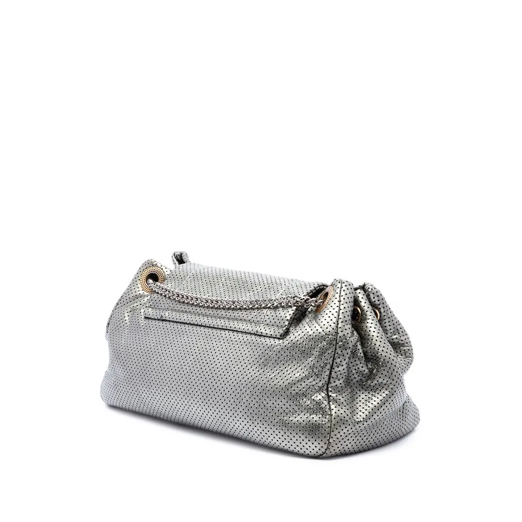 Chanel Metallic Perforated Calfskin Reissue 2.55 Drill Accordion Flap Silver Leather Very good - Back View