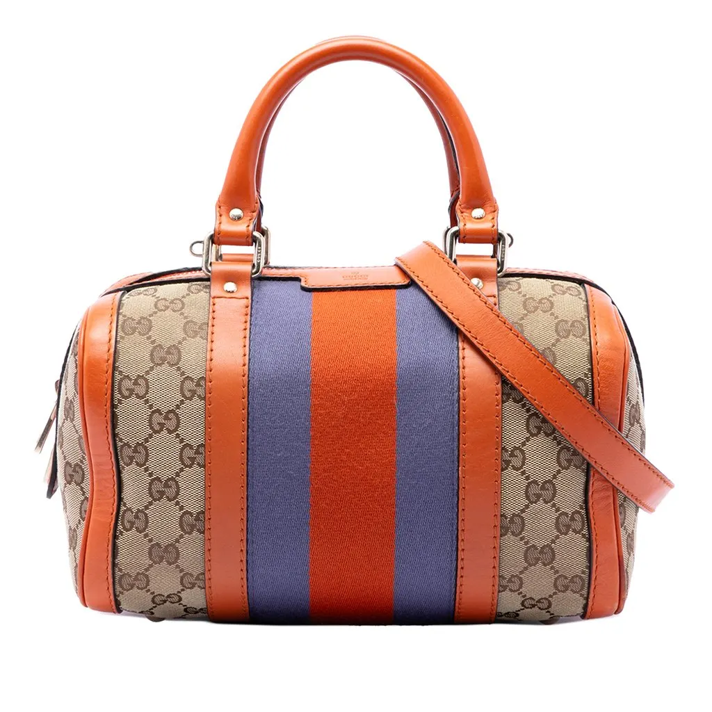 Gucci Small GG Canvas Web Joy Boston Bag Beige Canvas Very good - Front View