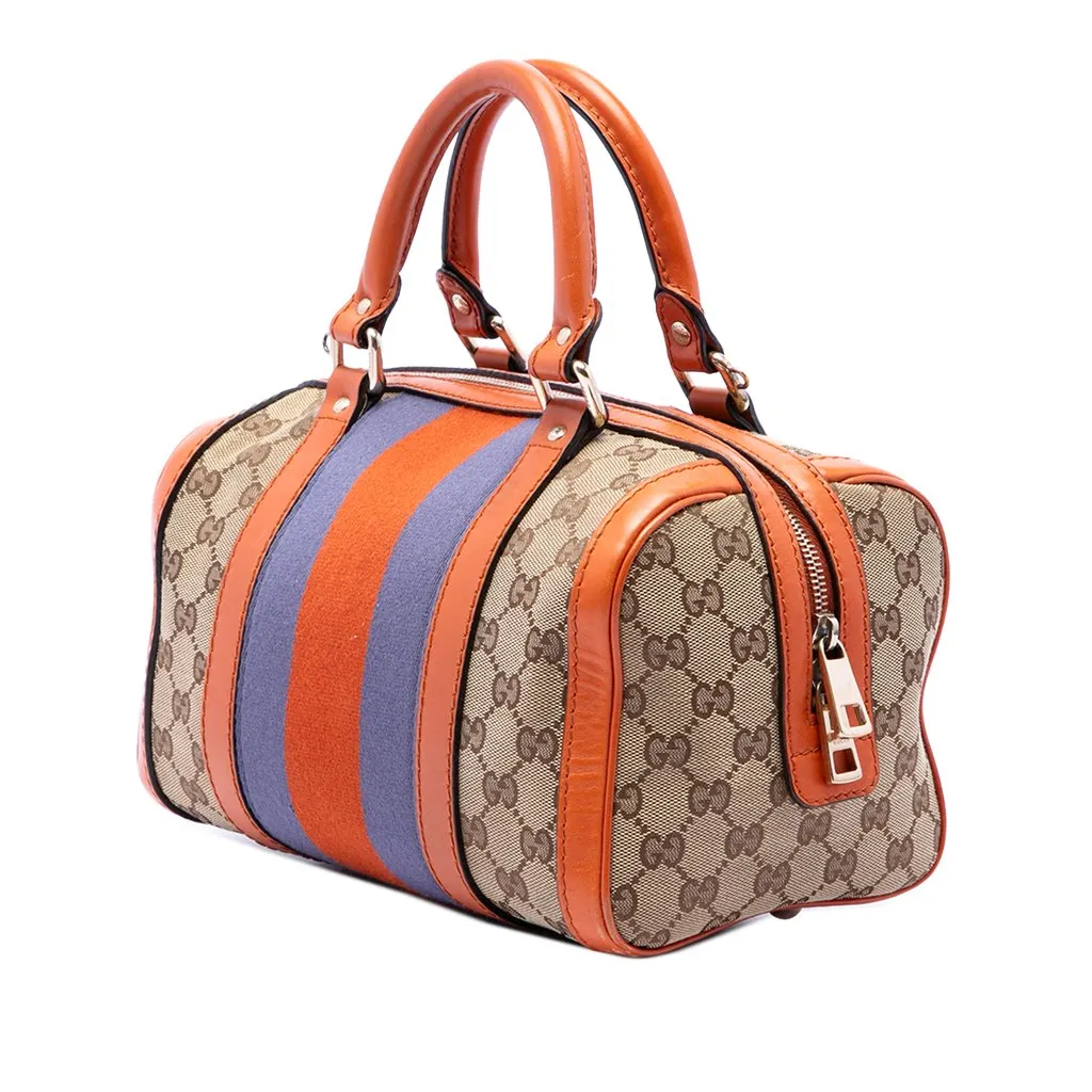 Gucci Small GG Canvas Web Joy Boston Bag Beige Canvas Very good - Back View