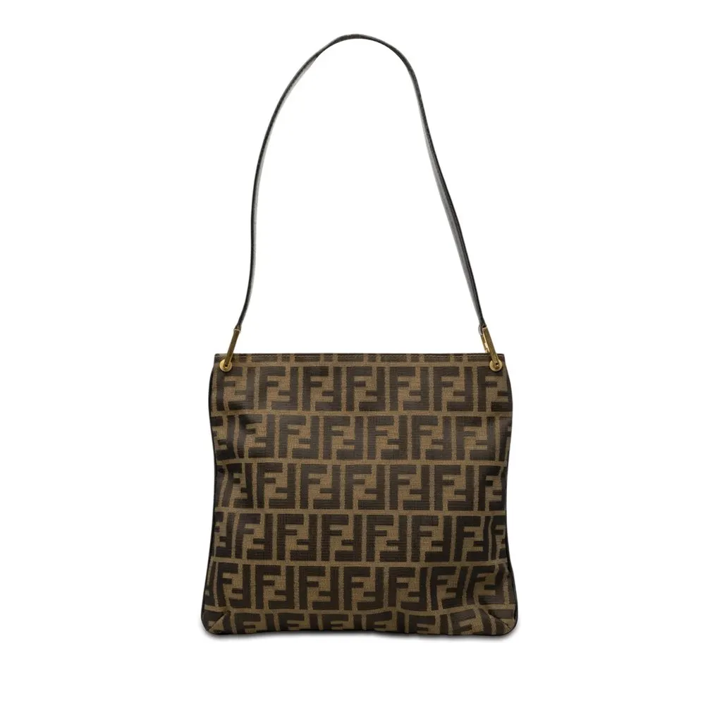 Fendi Zucca Canvas Shoulder Bag Brown Good - Front View