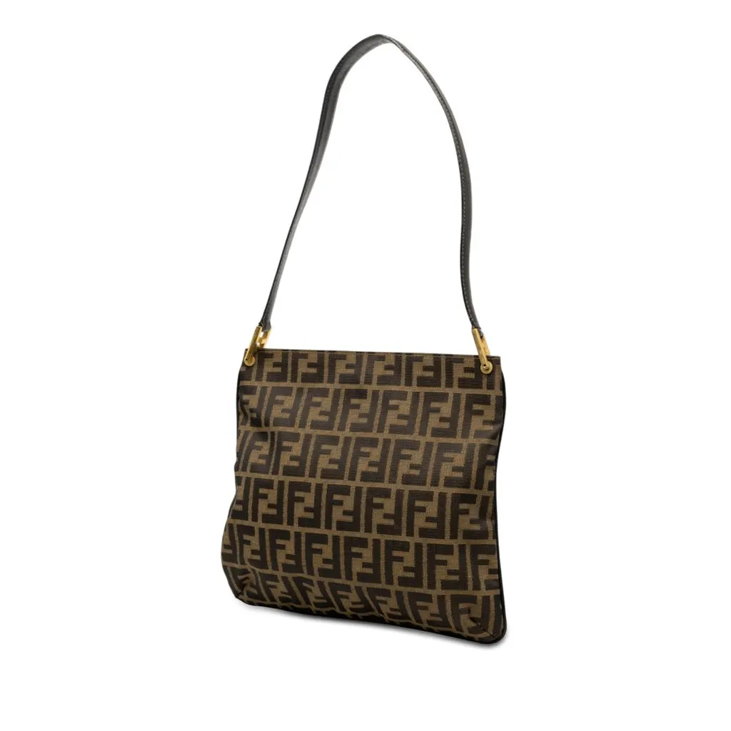 Fendi Zucca Canvas Shoulder Bag Brown Good - Back View