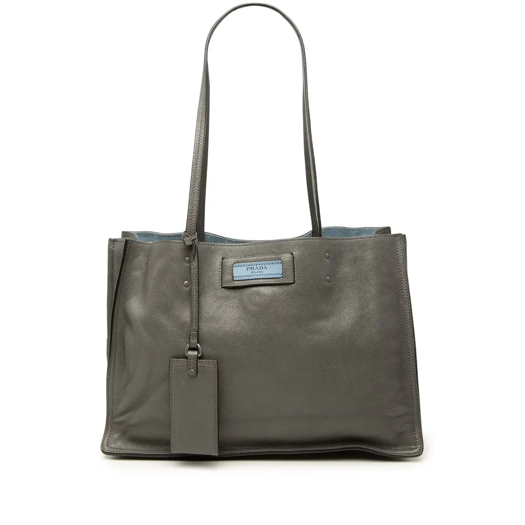 Prada Glace Calf Etiquette Tote MultiColor Leather Very good - Front View