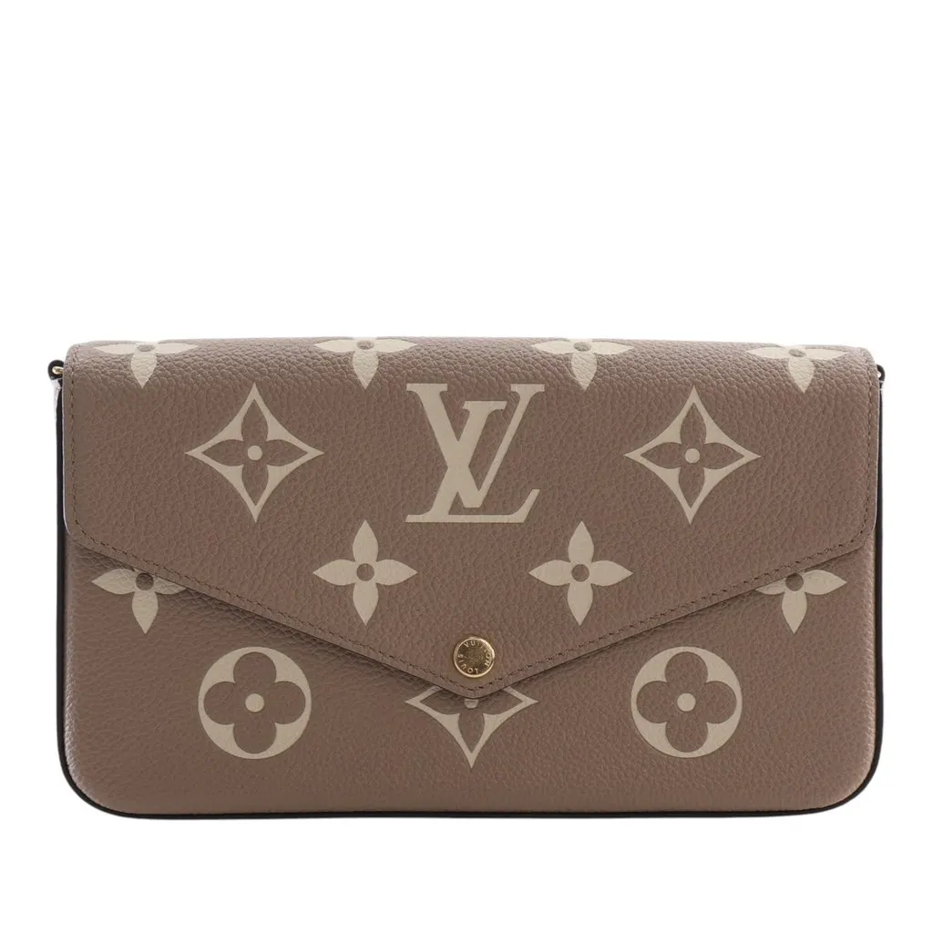 Louis Vuitton Bicolor Monogram Empreinte Pochette Felicie Beige Leather Never worn - Front View