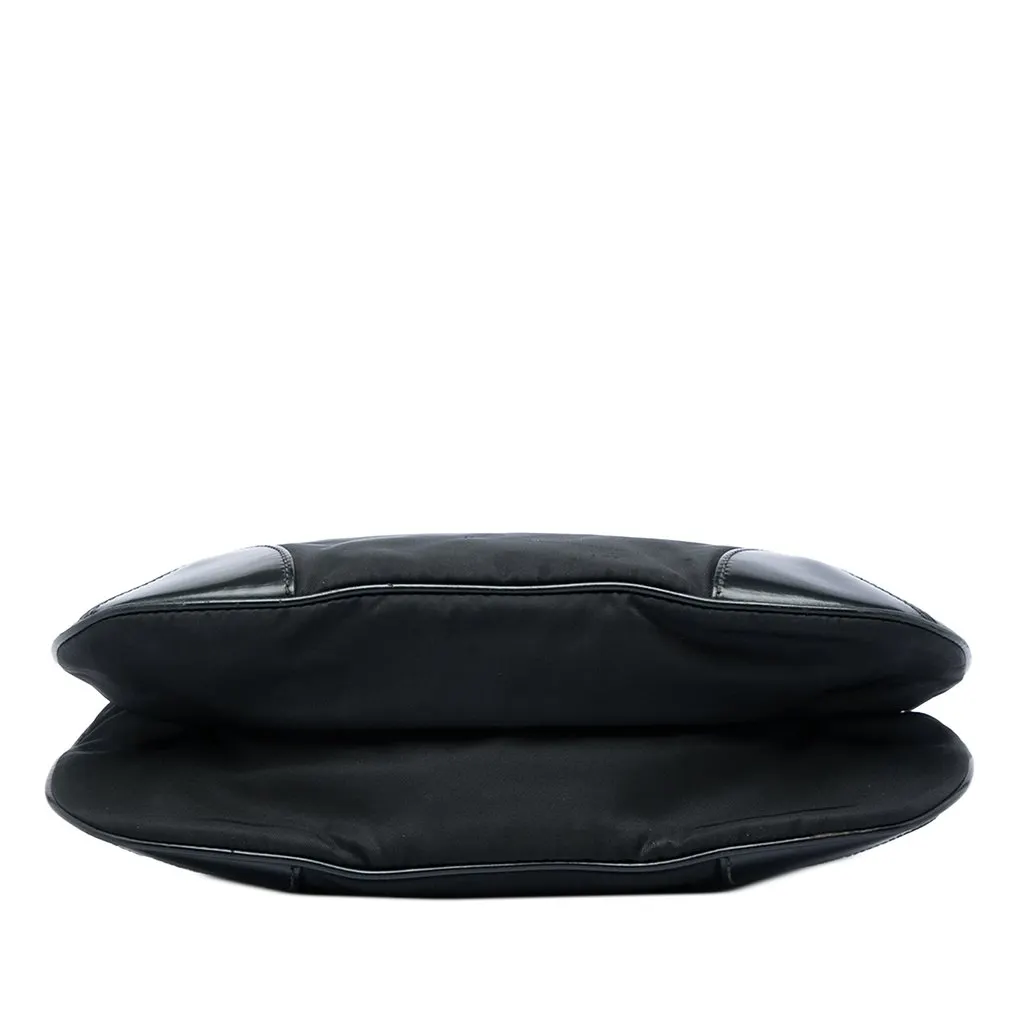 Prada Leather Trimmed Tessuto Zip Top Crossbody Black Good - Inside View