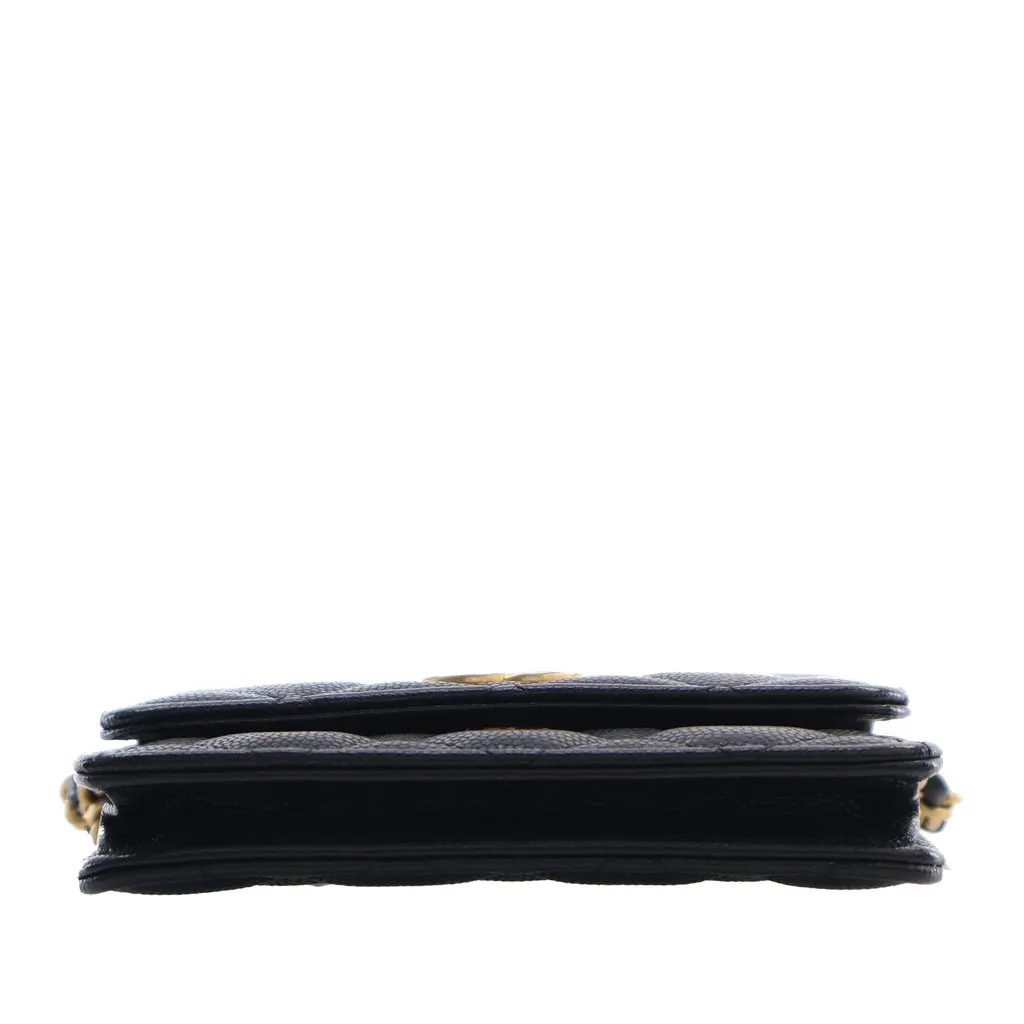 Chanel Quilted Caviar Twist Your Buttons Coin Purse With Chain Black Leather Very good - Box View