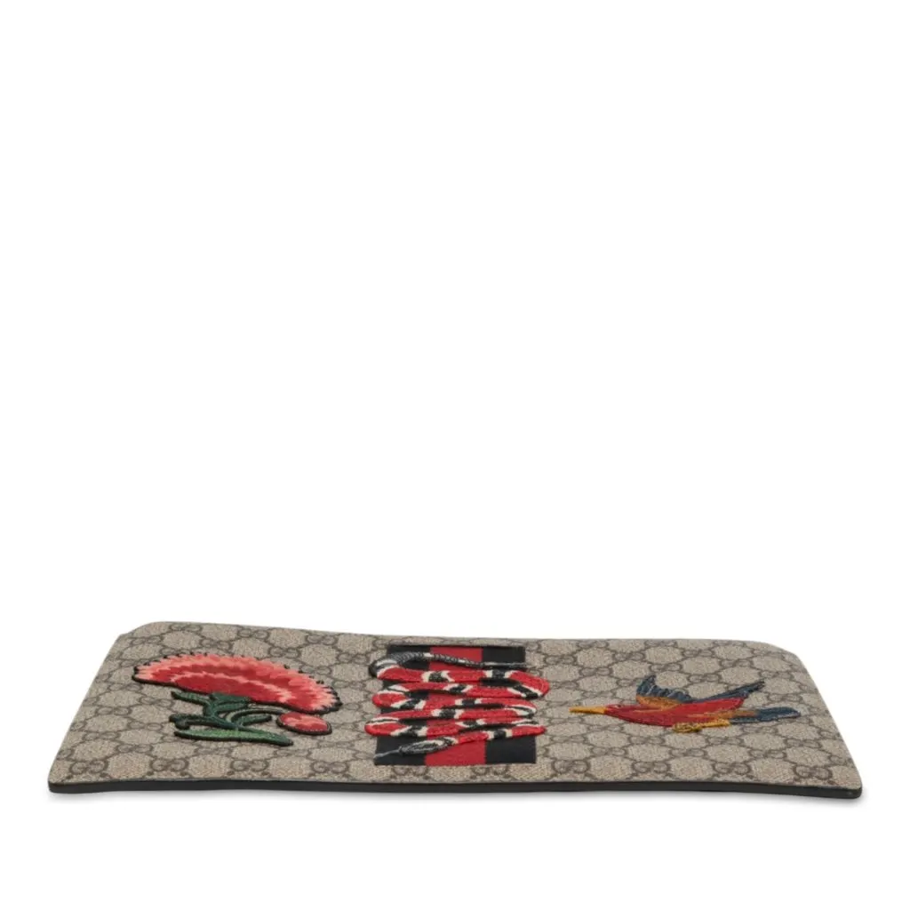 Gucci GG Supreme Embroidered Kingsnake Clutch Beige Canvas Very good - Inside View