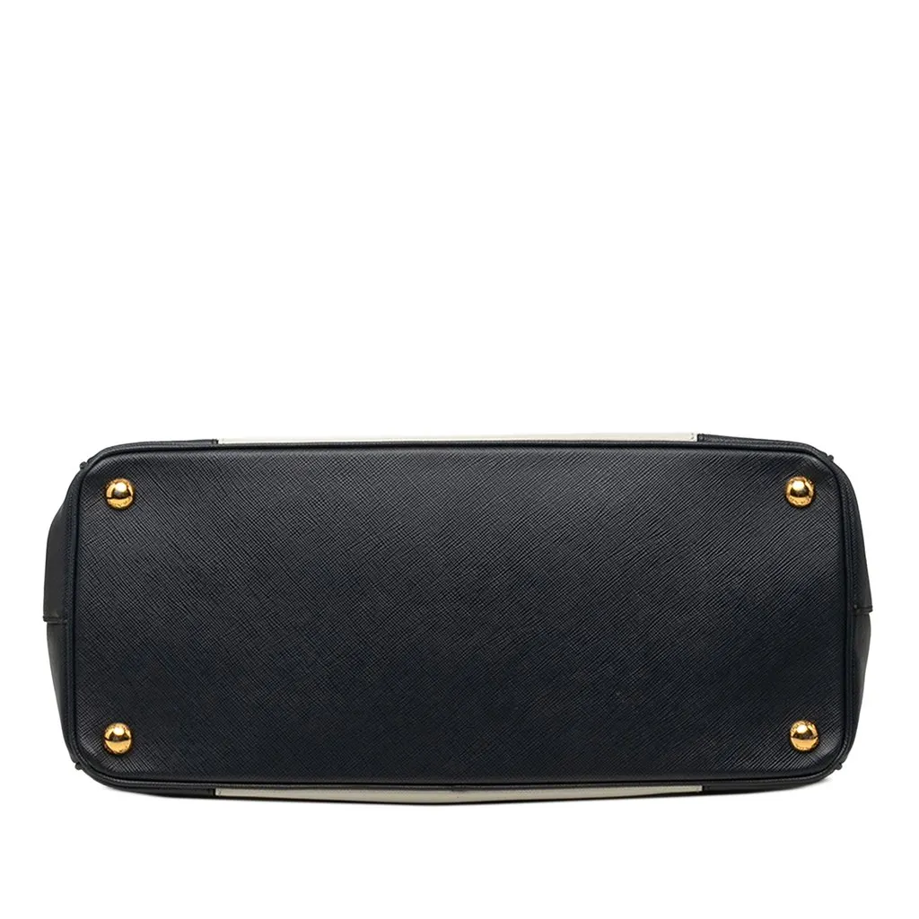 Prada Medium Bicolor Saffiano Lux Galleria Double Zip Satchel White Leather Very good - Inside View