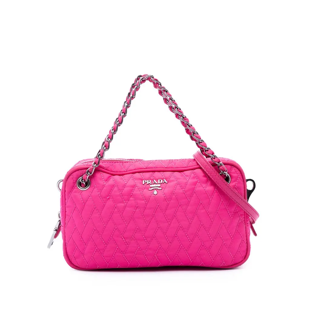 Prada Impuntu Tessuto Chain Satchel Pink Very good - Front View