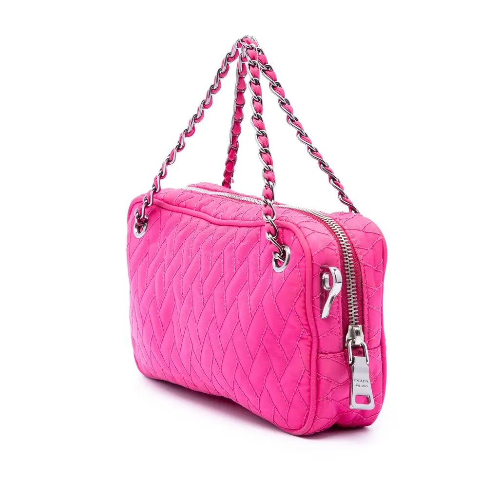 Prada Impuntu Tessuto Chain Satchel Pink Very good - Back View