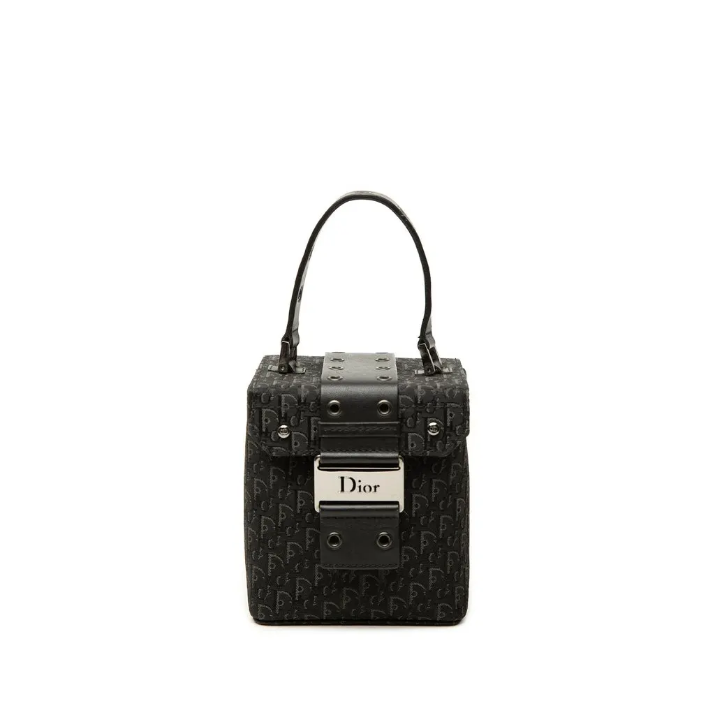 Dior Diorissimo Trotter Canvas Street Chic Vanity Bag Black Canvas Good - Front View