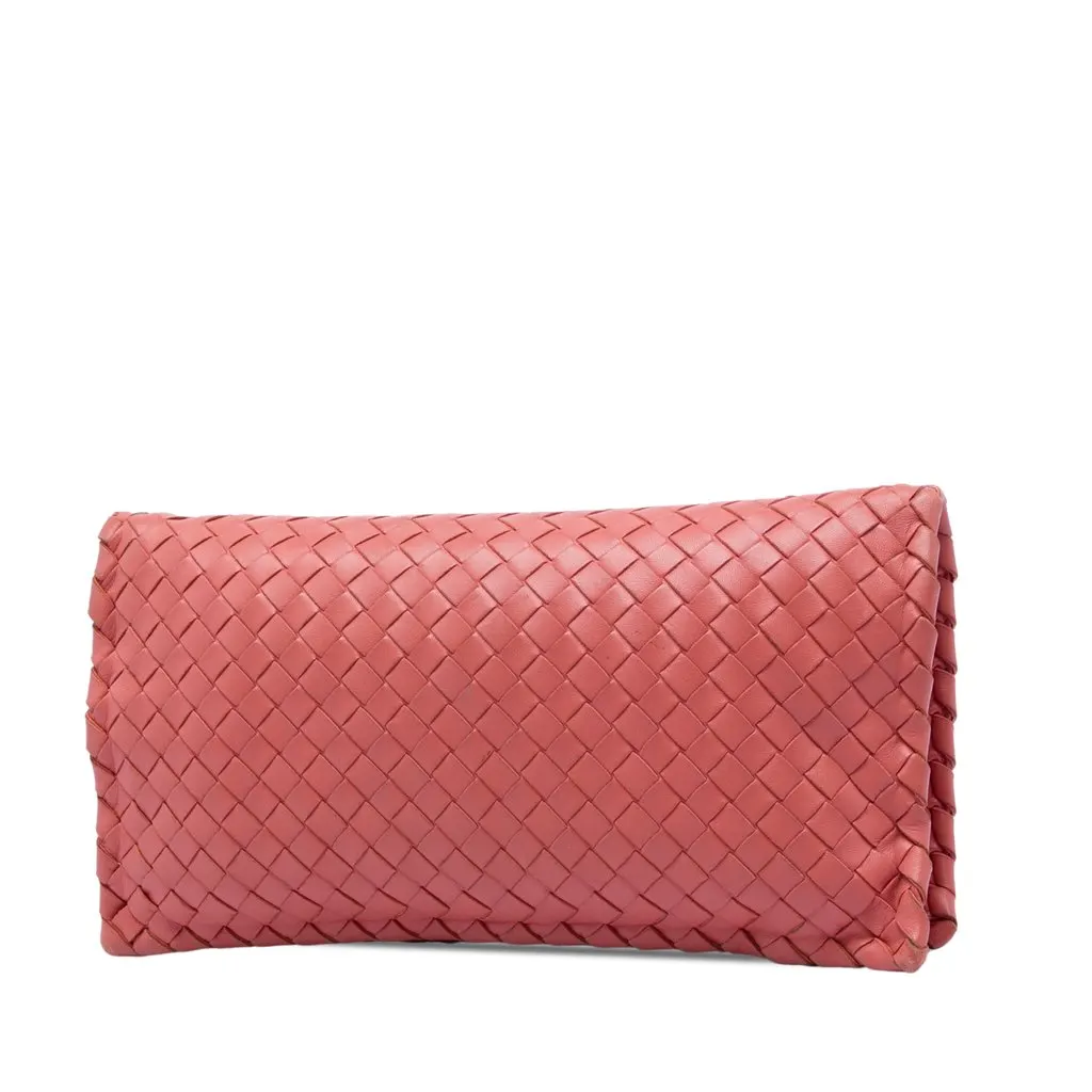 Bottega Veneta Nappa Intrecciato Turn Lock Clutch Pink Leather Very good - Back View
