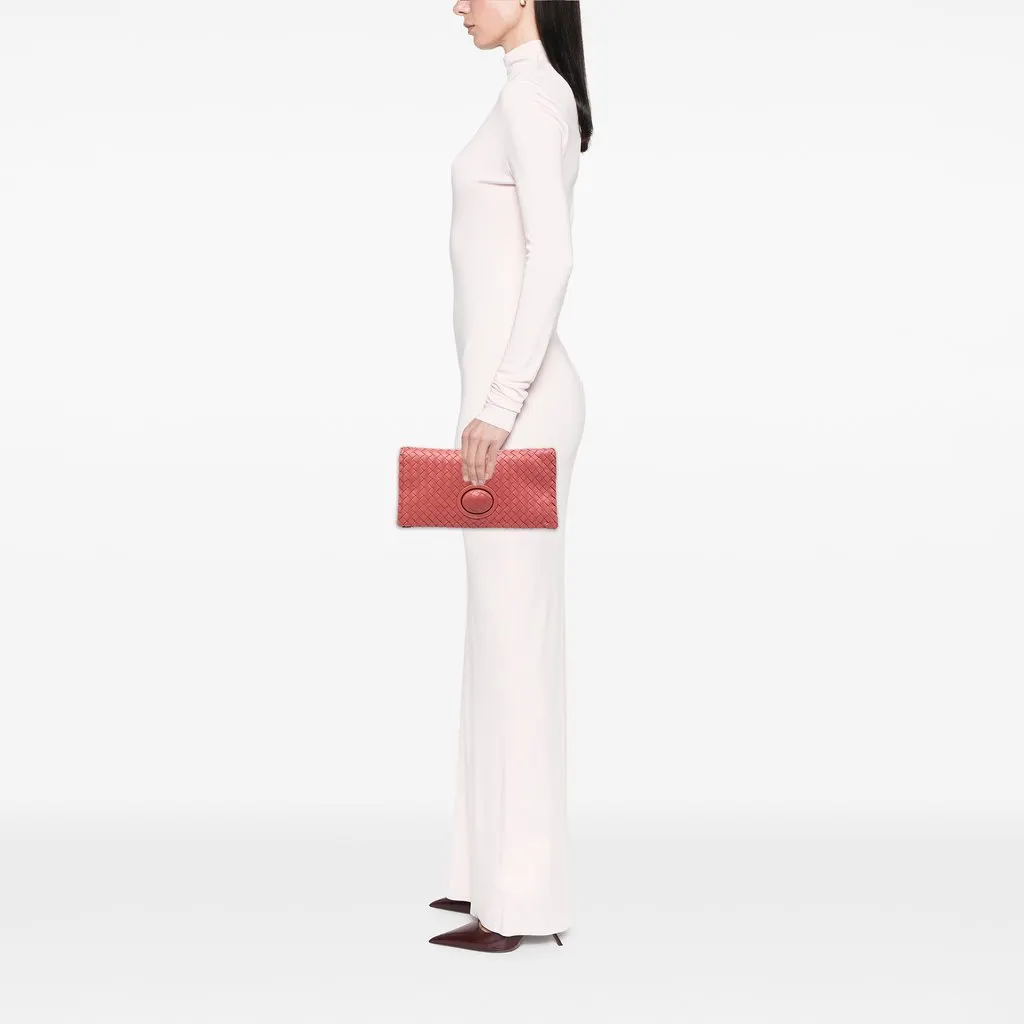 Bottega Veneta Nappa Intrecciato Turn Lock Clutch Pink Leather Very good - Box View