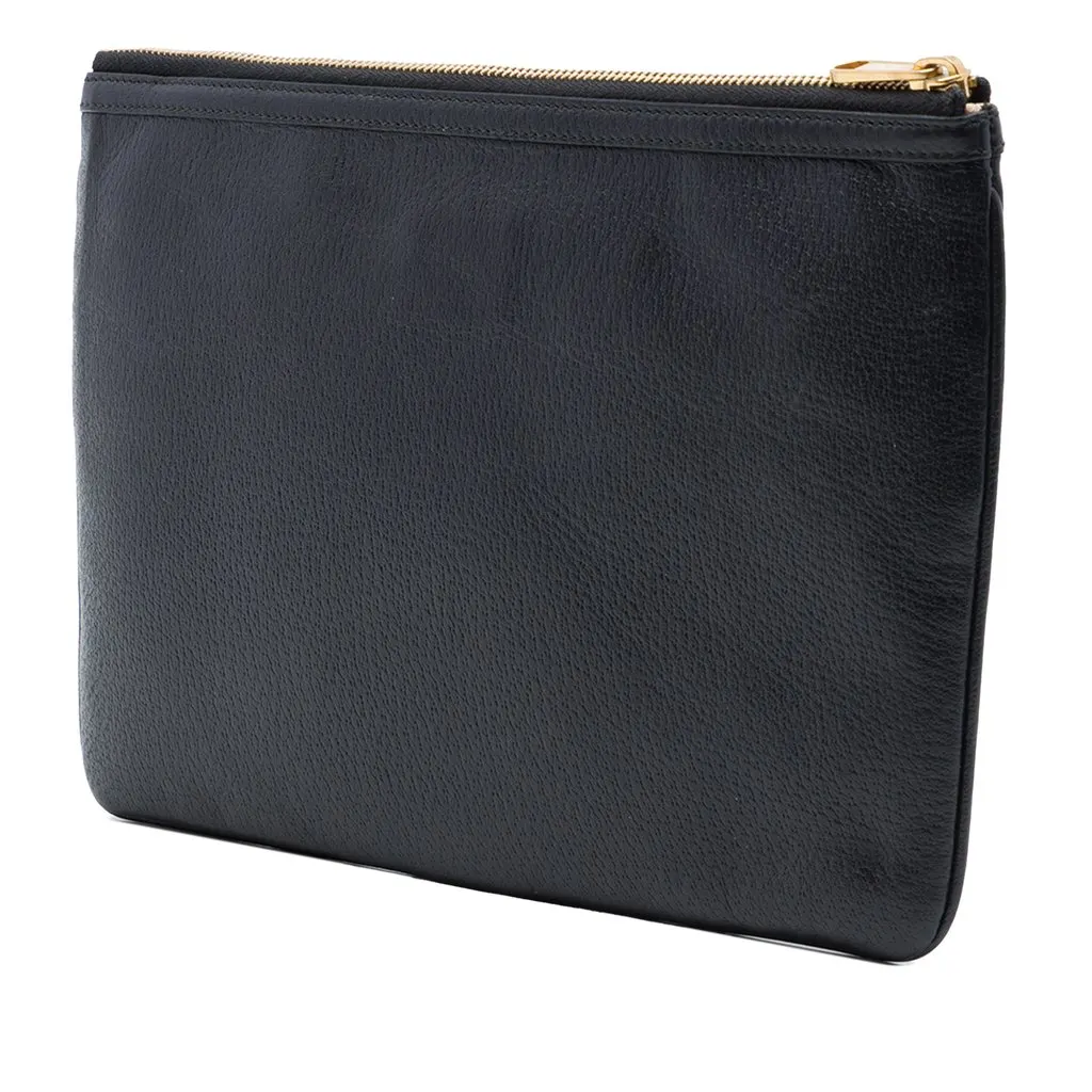 Gucci Calfskin Web Ophidia Clutch Black Leather Very good - Back View