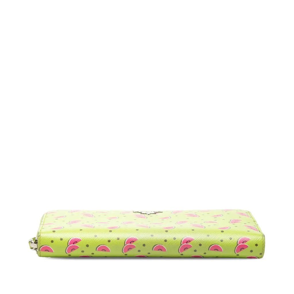 Prada Saffiano Watermelon Zip Around Long Wallet Green Leather Very good - Inside View