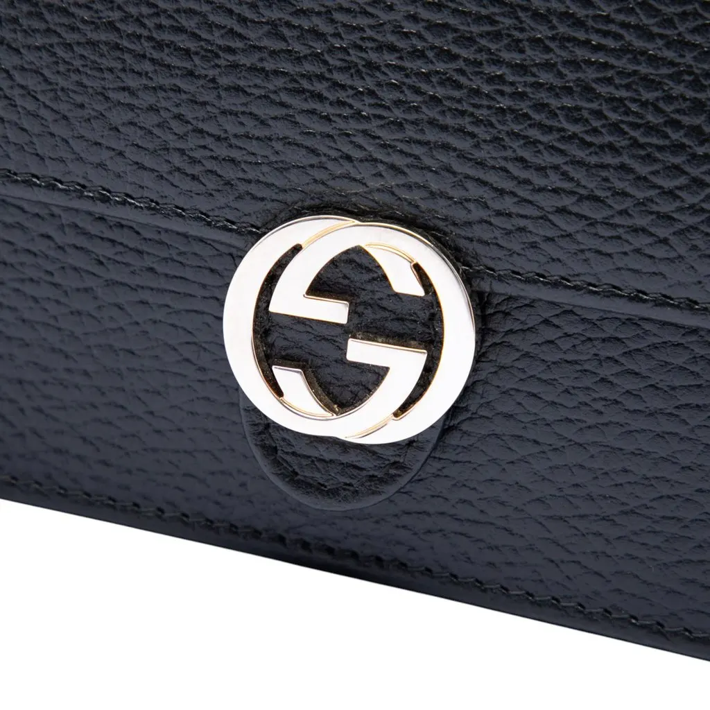 Gucci Dollar Calfskin Interlocking G Wallet on Chain Black Leather Very good - Box View
