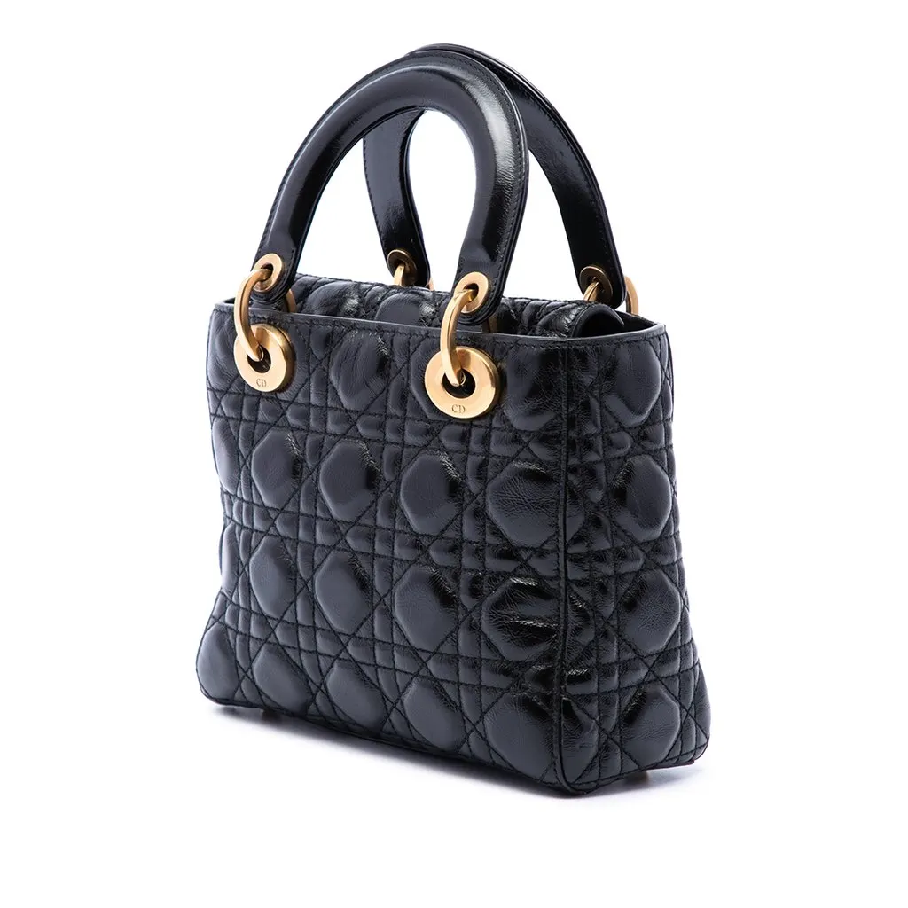 Dior Small Crinkled Patent Cannage My ABCDior Lady Dior Black Leather Very good - Back View