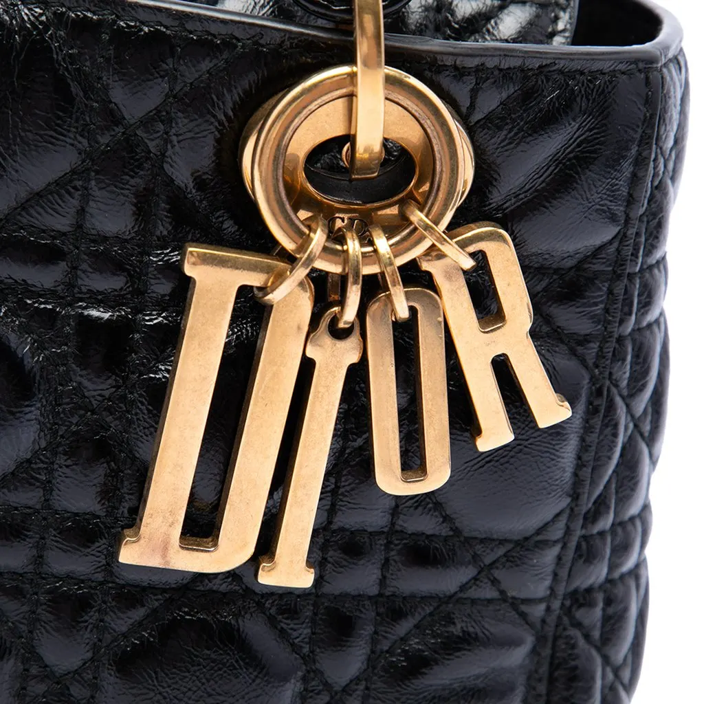 Dior Small Crinkled Patent Cannage My ABCDior Lady Dior Black Leather Very good - Box View